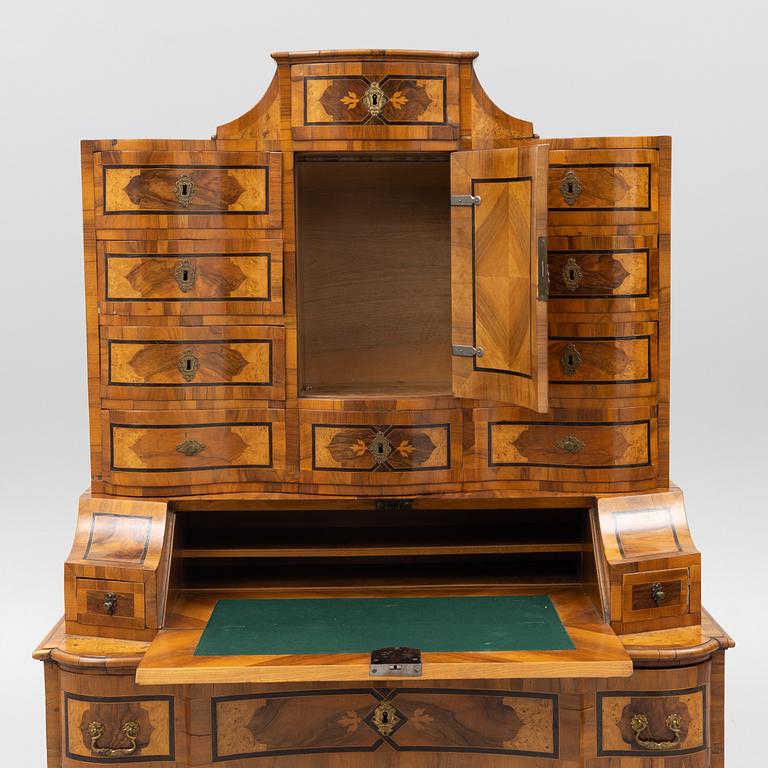 A South German late Baroque marquetry 'Tabernakelschrank' writing cabinet, first part of the 18th century.