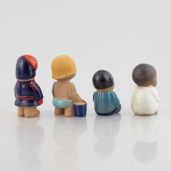 Lisa Larson, figuriner, 8 st, stengods, Gustavsberg, ur serien "All världens barn".