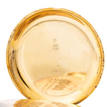 Pocket watch, 18K gold, hunter case, 50 mm.