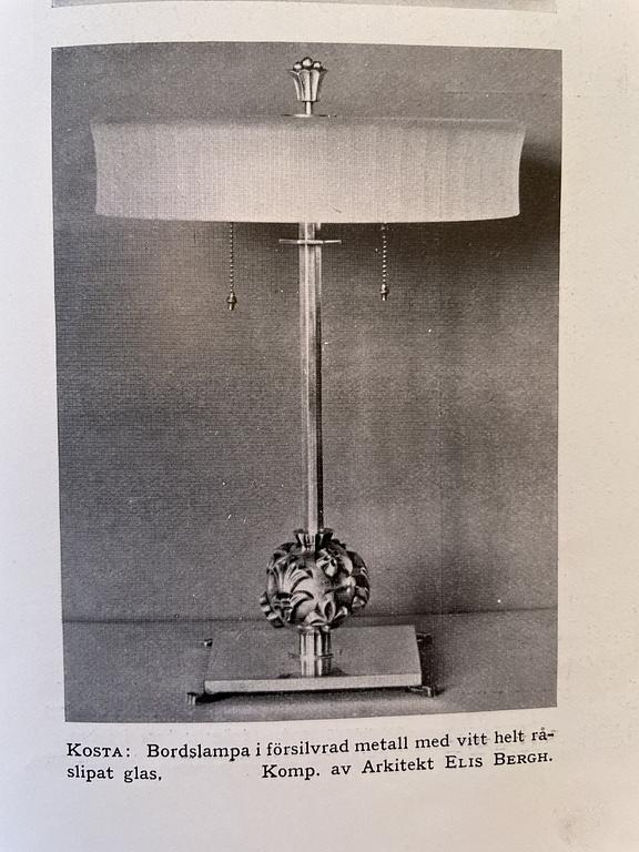 Elis Bergh, taklampa, Kosta glasbruk, modellen visad på Stockholmsutställningen 1930.