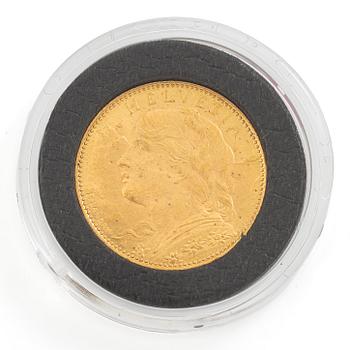 Guldmynt, Schweiz, 10 franc, 1922,