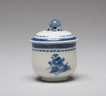 A set of nine blue and white custard cups with covers and a tray, Qing dynasty, Jiaqing (1796-1820).