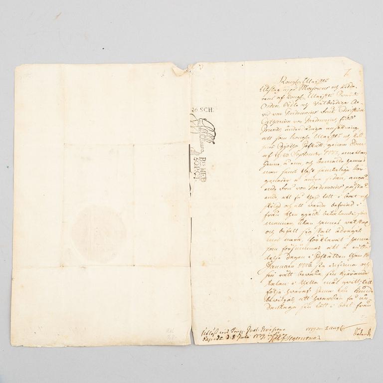 Document with royal autograph, signed by Gustav III, Ulriksdal Palace 7 April 1779.