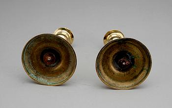 LJUSSTAKAR, 6 st, mässing, 1800/1900-tal.