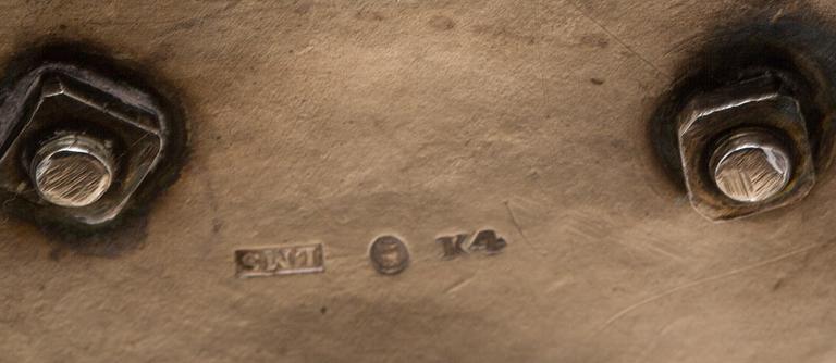 SKOCKERSKRIN, silver, Lars Magnus Sjöberg, Stockholm,1840. Vikt ca 462 g.