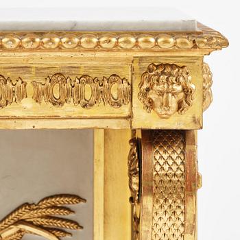 An Empire giltwood and gesso console table by P.G. Bylander (master in Gothenburg 1811-58).