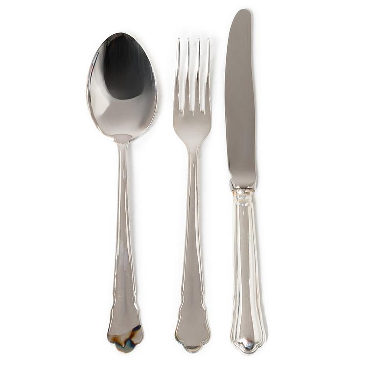 A 36-piece silver cutlery service, model Chippendale, EJA, 20207.