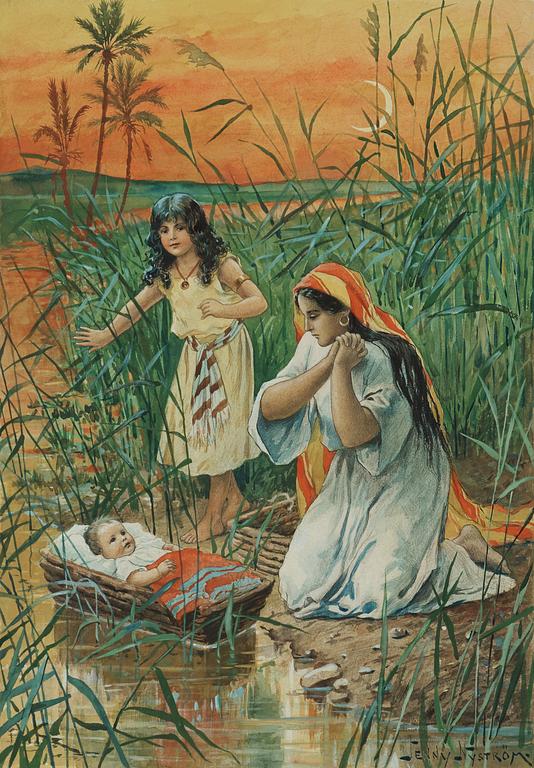 Jenny Nyström, The daughter of Pharaoh finds Moses in the reeds.