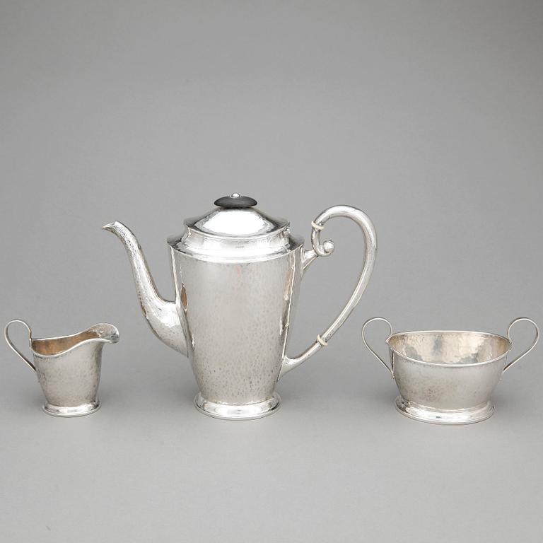 KAFFESERVIS, silver, K. Anderson, Stockholm, 1920. Totalvikt ca639g.