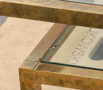 SOFFBORD, glas och mässing, Italien, 1900-talets andra hälft.