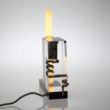 A Per B Sundberg glass table lamp, Orrefors 2004, limited edition.