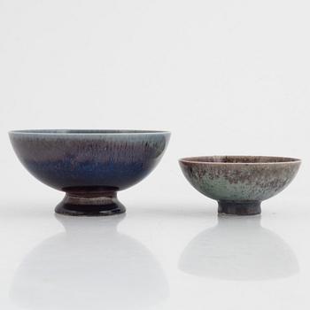 Sven Wejsfelt, a set of three stoneware bowls and a vase, Gustavsbergs studio.