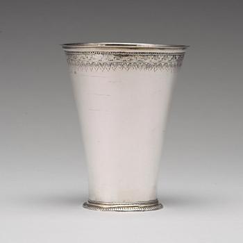 A Swedish 18th century parcel-gilt silver beaker, mark of Carl Lilja, Stockholm 1721.