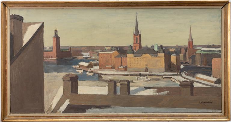 Ellis Wallin, View of Riddarholmen and Stockholm City Hall.