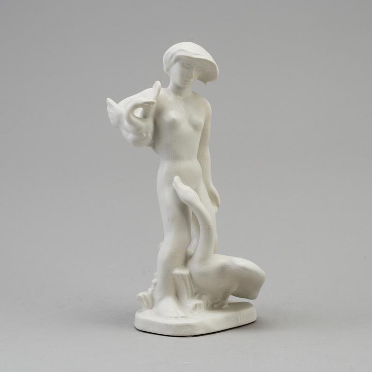 A Nils E. Hansson creamware figure figure, Gefle, Sweden 1936-52.
