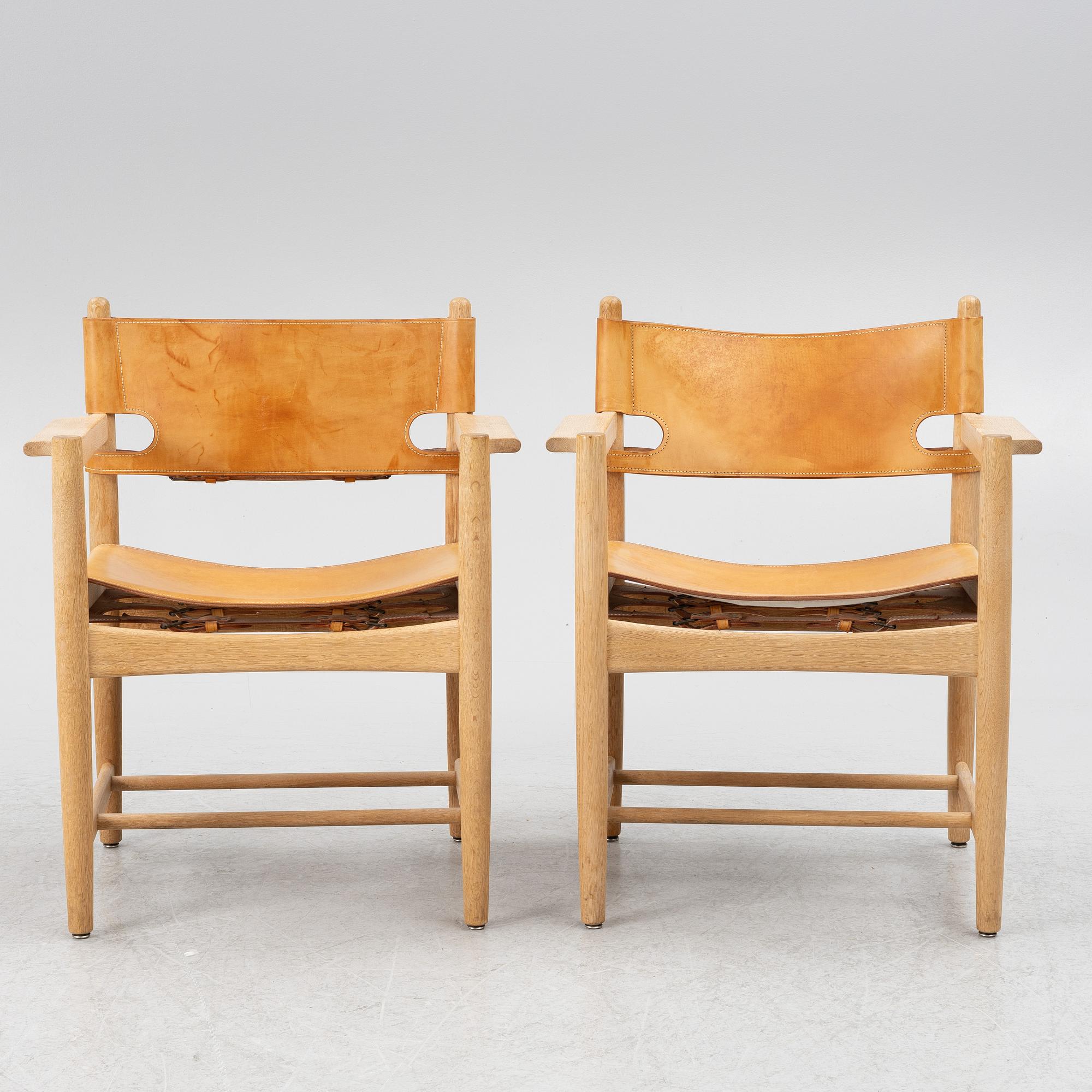 Børge Mogensen, armchairs, a pair, model 3238, Fredericia Stolefabrik, Denmark, 1960s/70s.