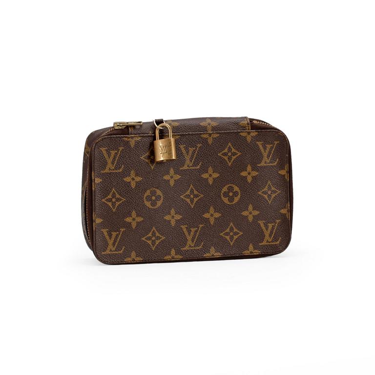 LOUIS VUITTON, a monogram canvas jewellery case.