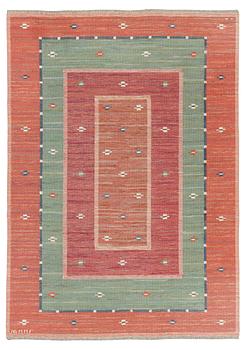 396. Märta Måås-Fjetterström, a carpet, 'Röda Bårdmattan med grönt', flat weave, c 242 x 170 cm, signed AB MMF.