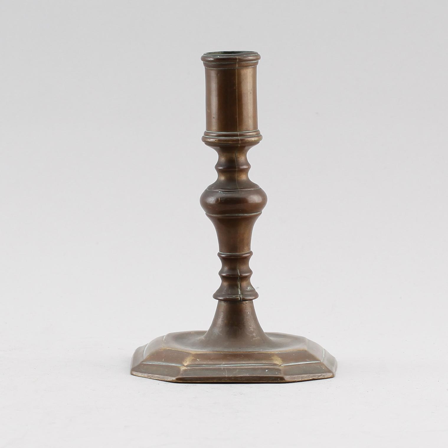 LJUSSTAKE, mässing, 1700-tal.