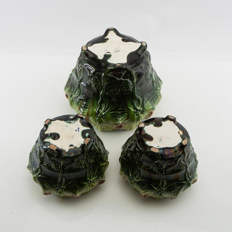 Outer dishes 2+1 pcs Jugend, Rörstrand early 20th century stoneware.