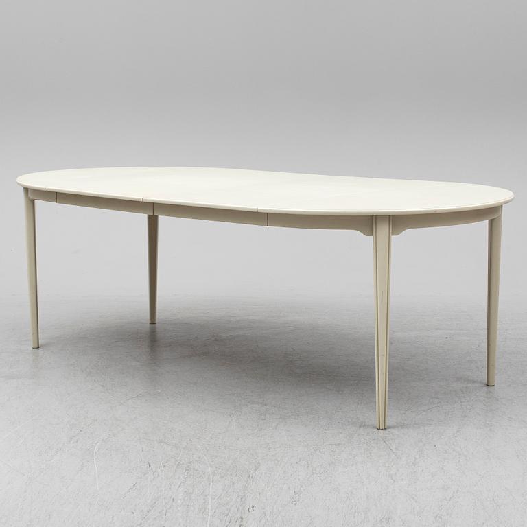 CARL MALMSTEN, matgrupp, 7 delar, 6 stolar samt bord. Två iläggskivor medföljer.