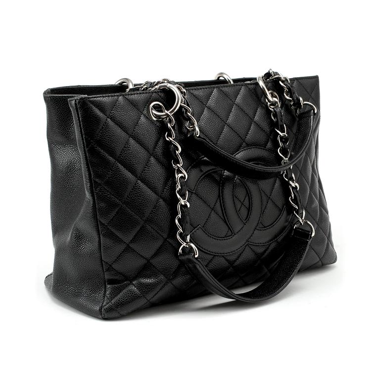 CHANEL, a black caviar leather purse, "Grand Shopping Tote".