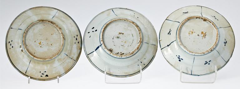 TALLRIKAR, 3 st, Ming dynastin, Wanli 1600-tal.