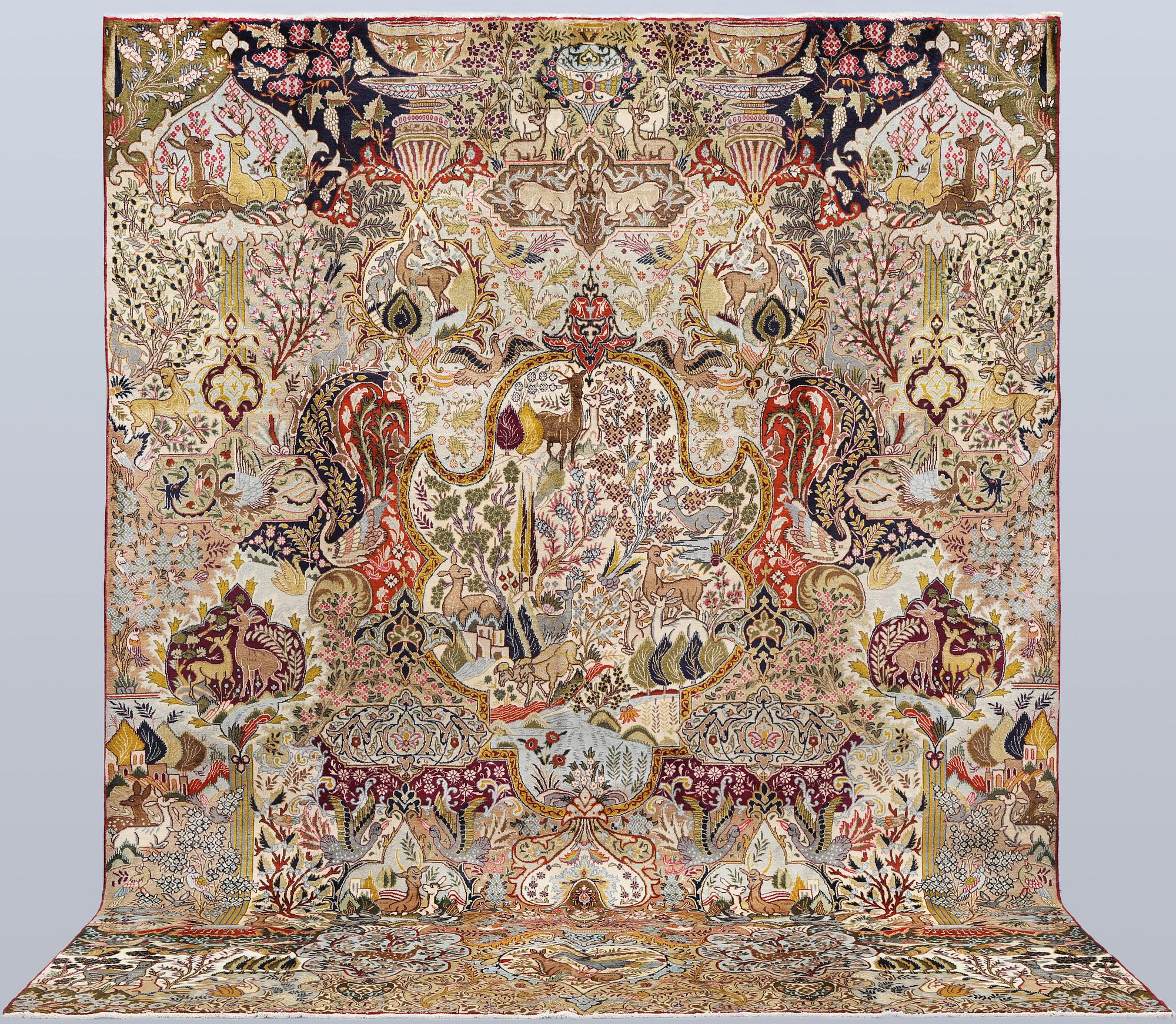 A Kashmar carpet, approx. 391 x 393 cm.