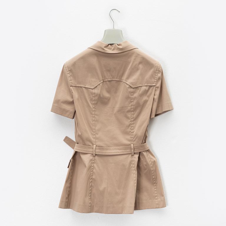 Prada, A beige cotton jacket/shirt and skirt, italian size 42.