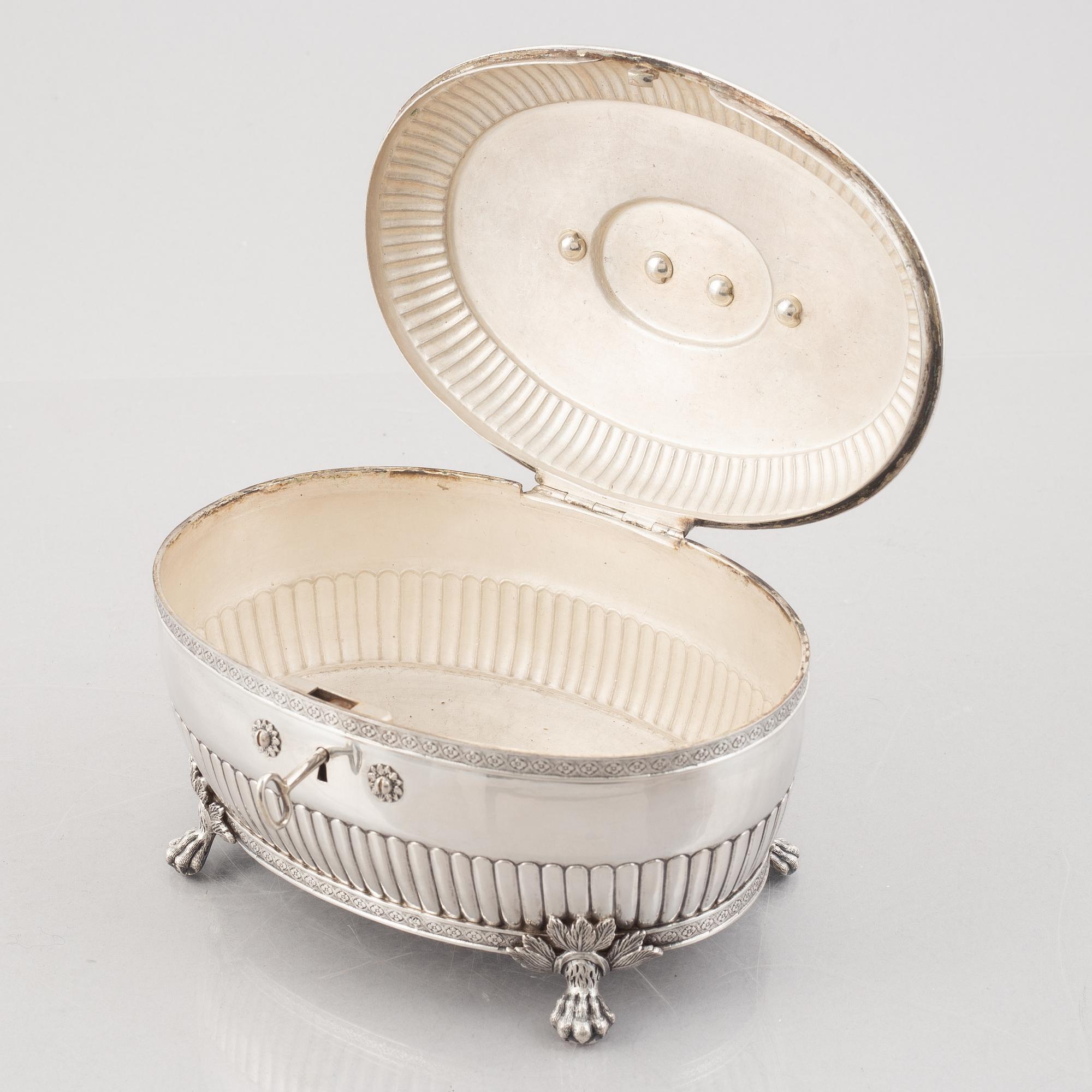 A Swedish silver sugar box, marks of Johan Carlsson, Norrköping 1834.