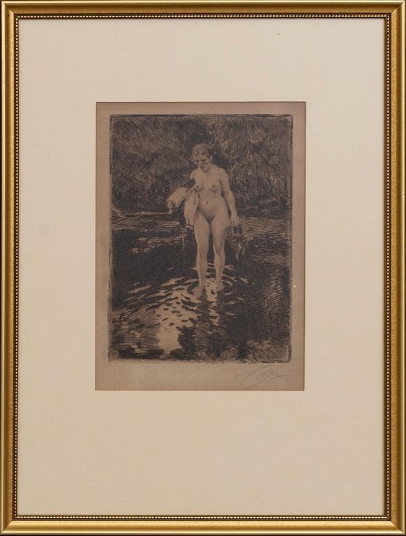 Anders Zorn, a signed etching from 1912.