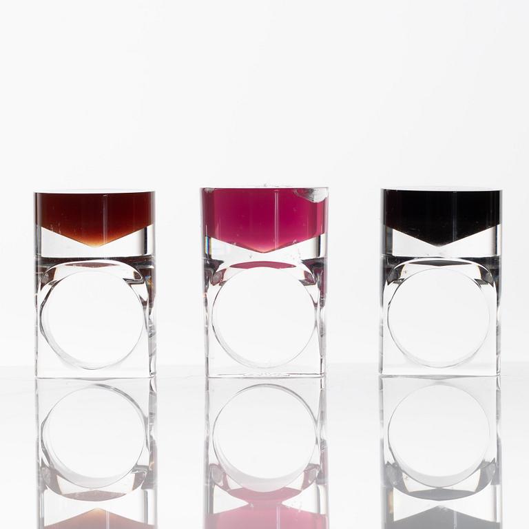Siv Lagerström, rings, 3 pcs, acrylic plastic. 1970s.