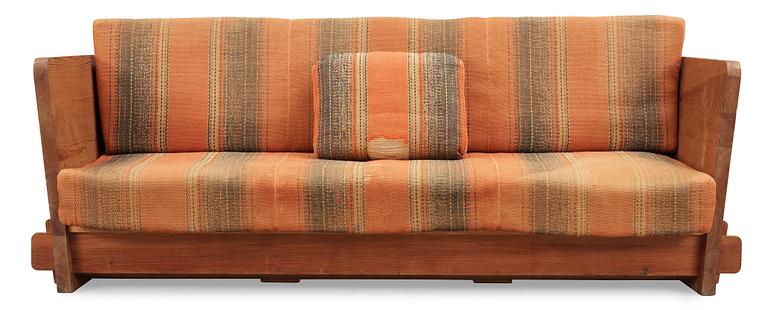 An Axel Einar Hjorth 'Lovö' stained pine sofa, Nordiska Kompaniet, Sweden 1930's.