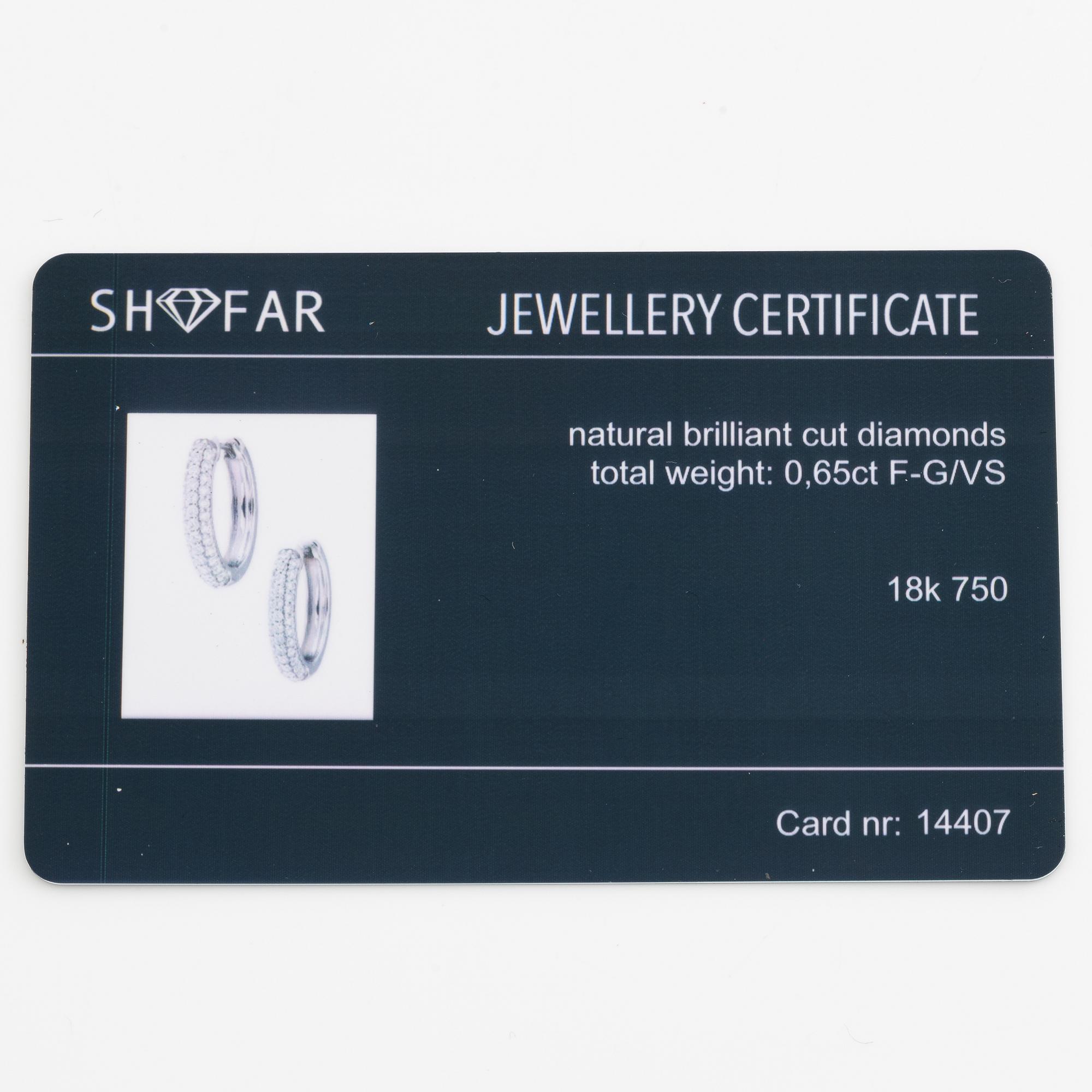 Hoop earrings 18K white gold with brilliant-cut diamonds.