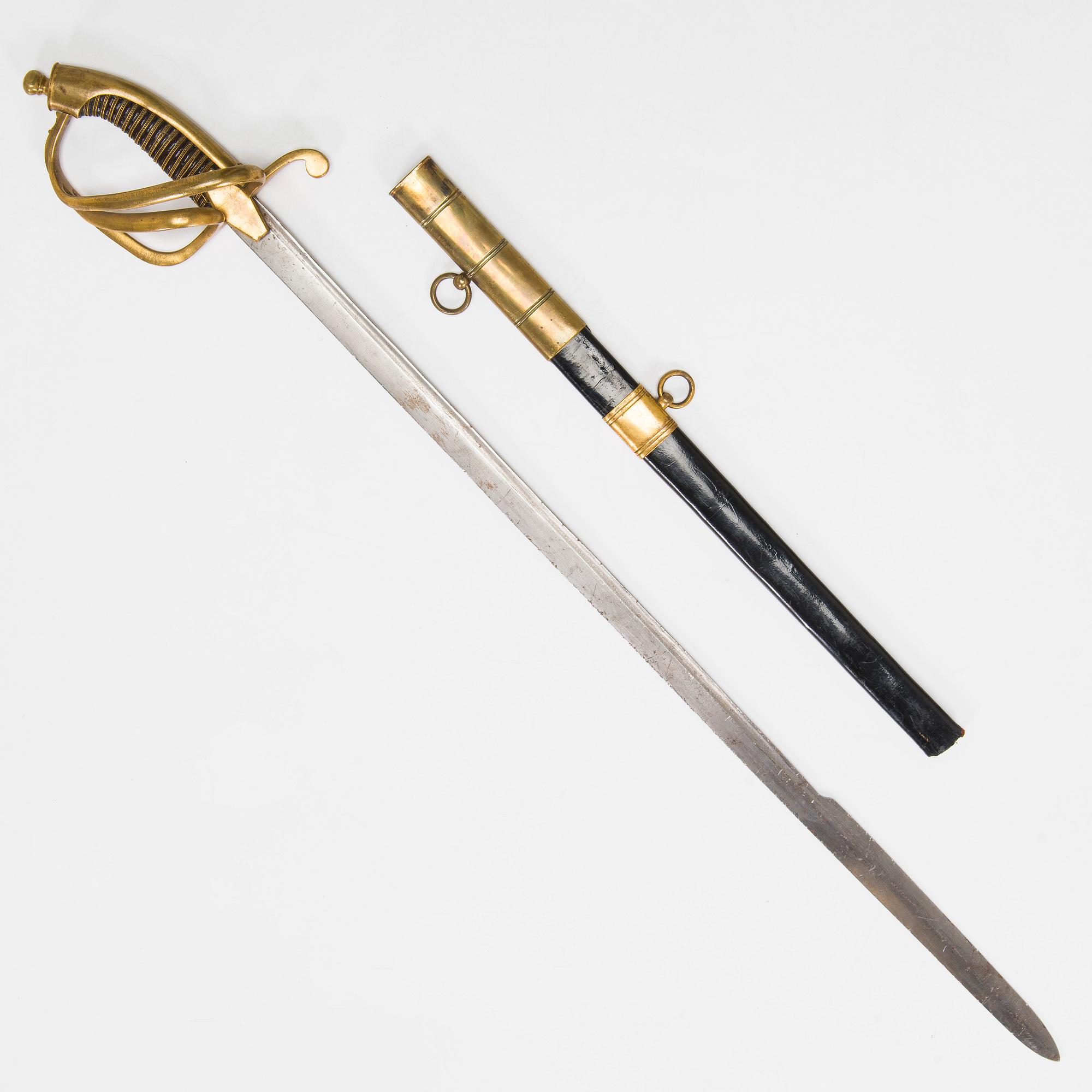 An Imperial Russian sabre, 1855, with scabbard.