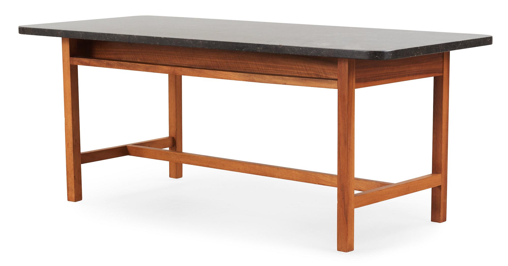 A Josef Frank walnut and black marble sofa table, Svenskt Tenn, model 2125.
