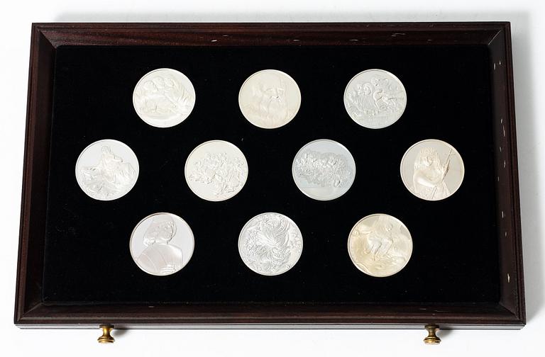 Schatull med medaljer silver 925/1000. "Mästaren och geniet Leonardo da Vinci". Franklin Mint 1970-tal.