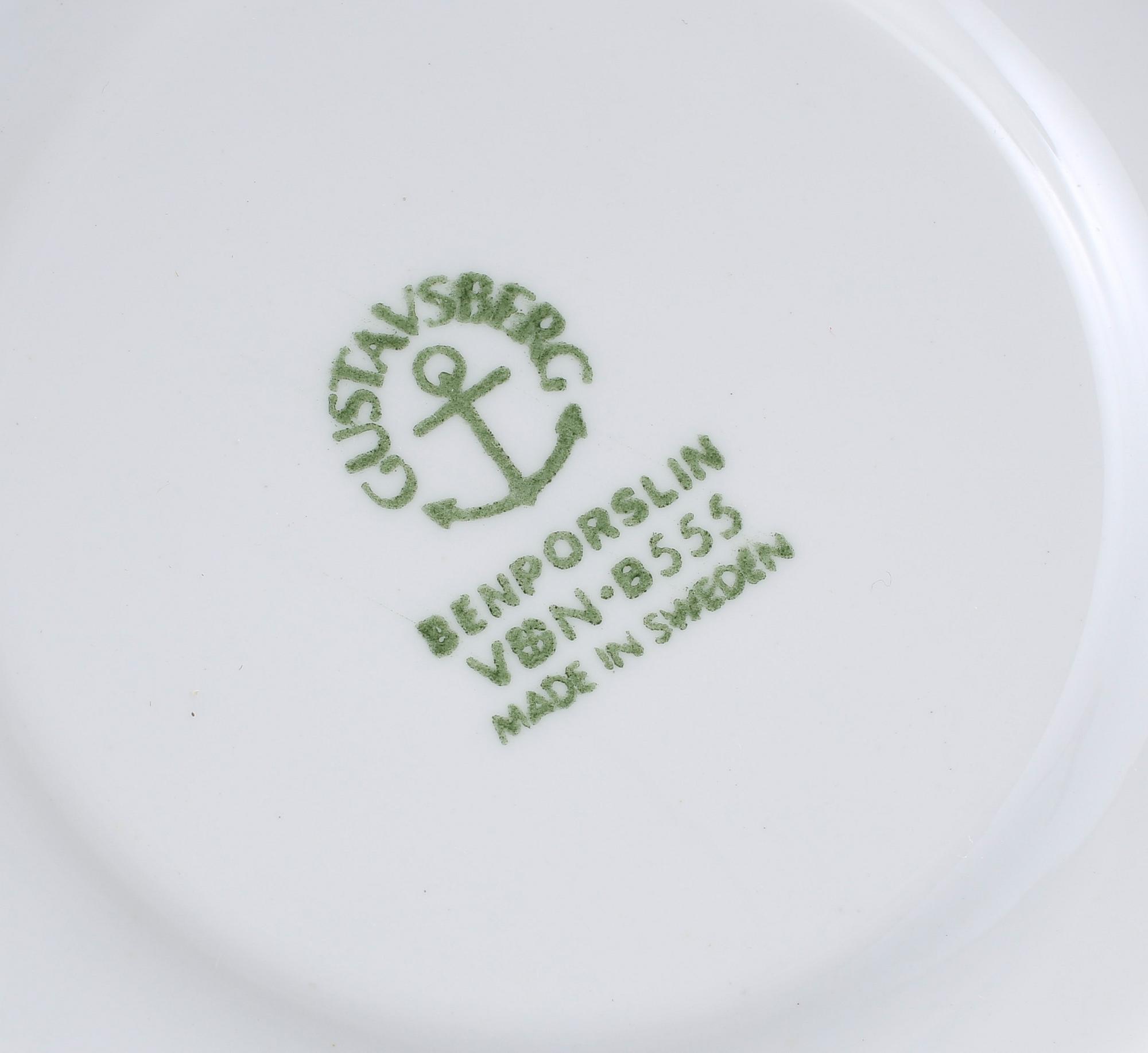 KAFFEKOPPAR 8 st MED FAT, benporslin, Tahiti, Stig Lindberg, Gustavsberg.