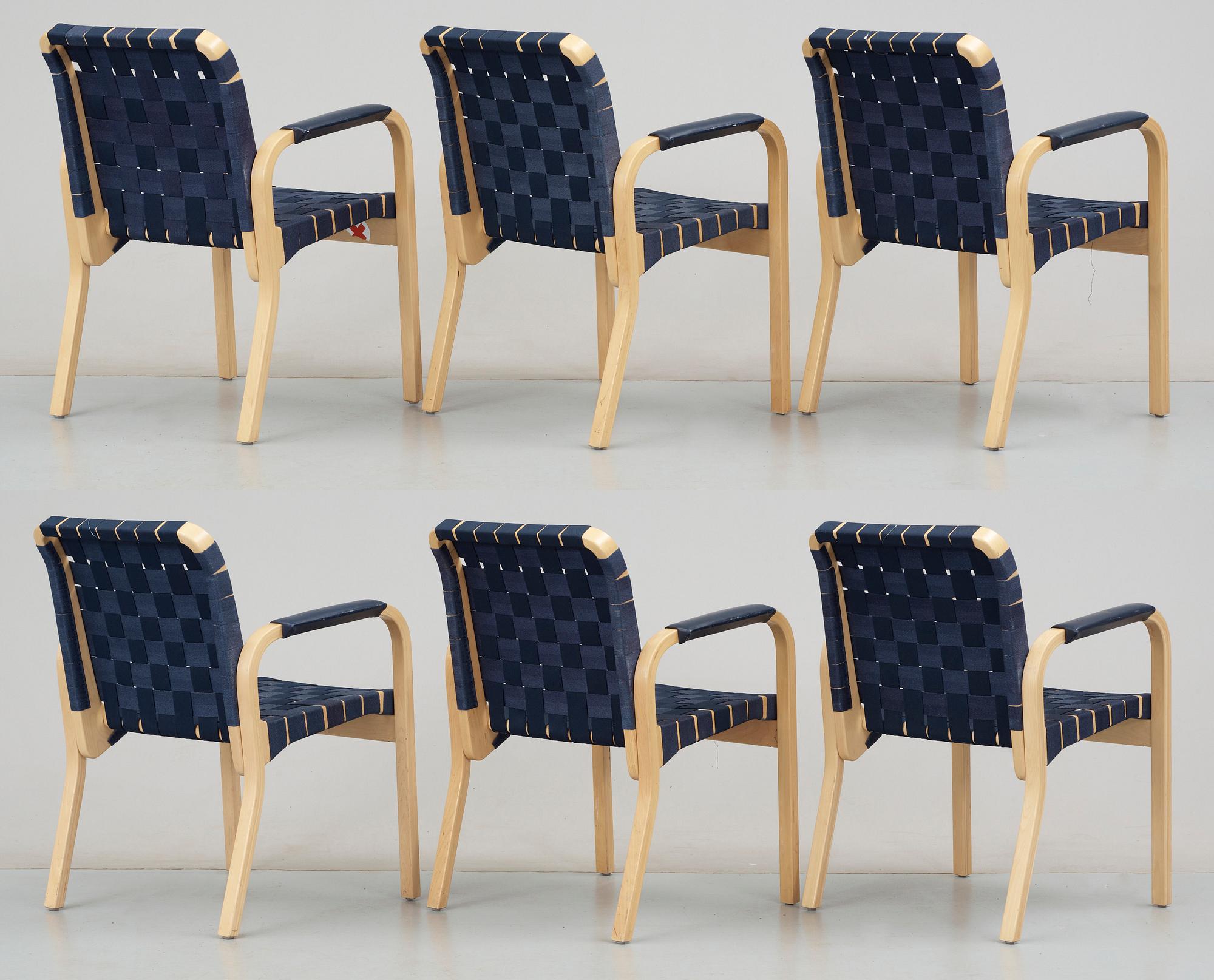 KARMSTOLAR, 6 st, "nr 45",  Alvar Aalto, 1900-talets andra hälft.