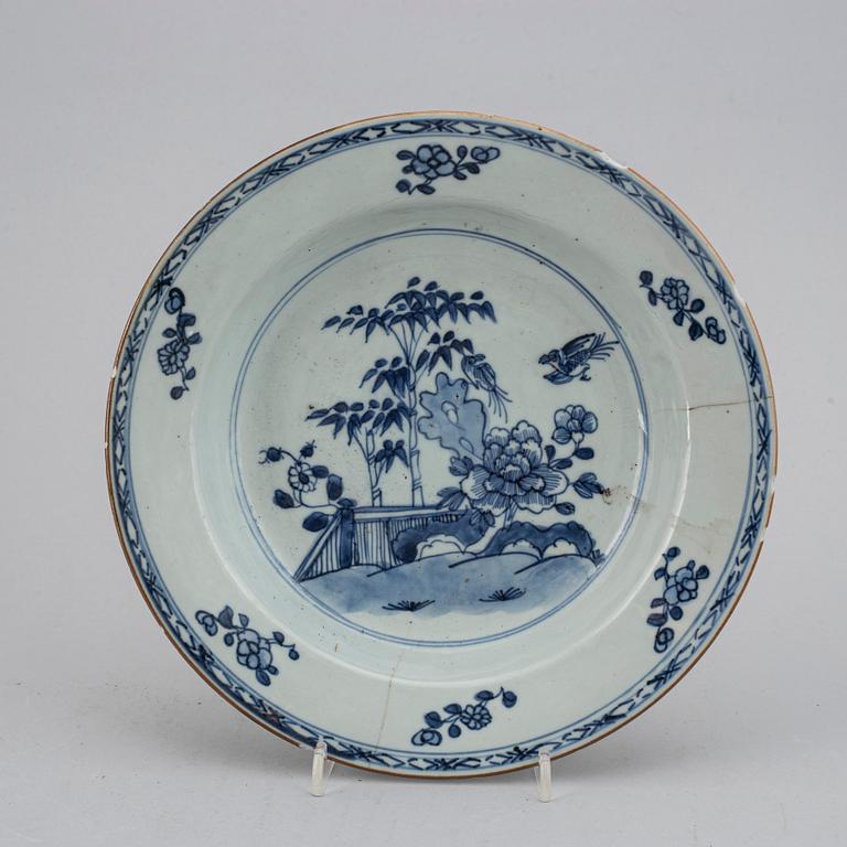 Four blue and white plates, Qing dynasty, Qianlong (1736-95).