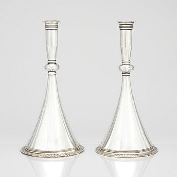 Wiwen Nilsson, a pair of silver candlesticks, Lund Sweden 1939, the so called 'byzantine' model.