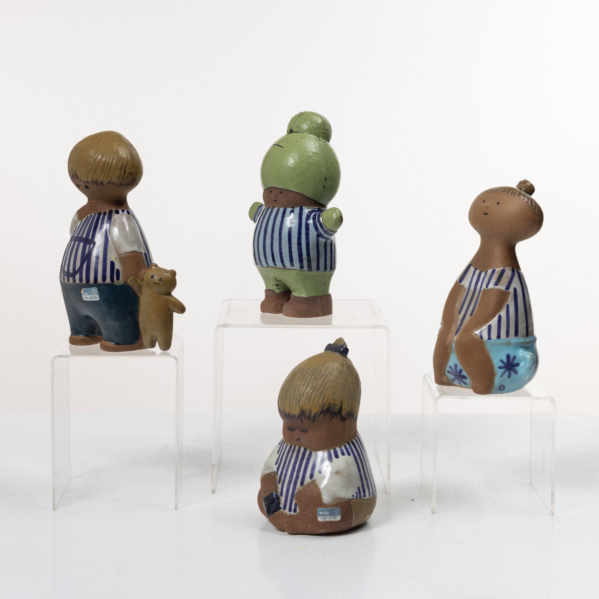 Lisa Larson, Figurines, 4 pcs, stoneware, from the “Larsons ungar” series, Gustavsberg.