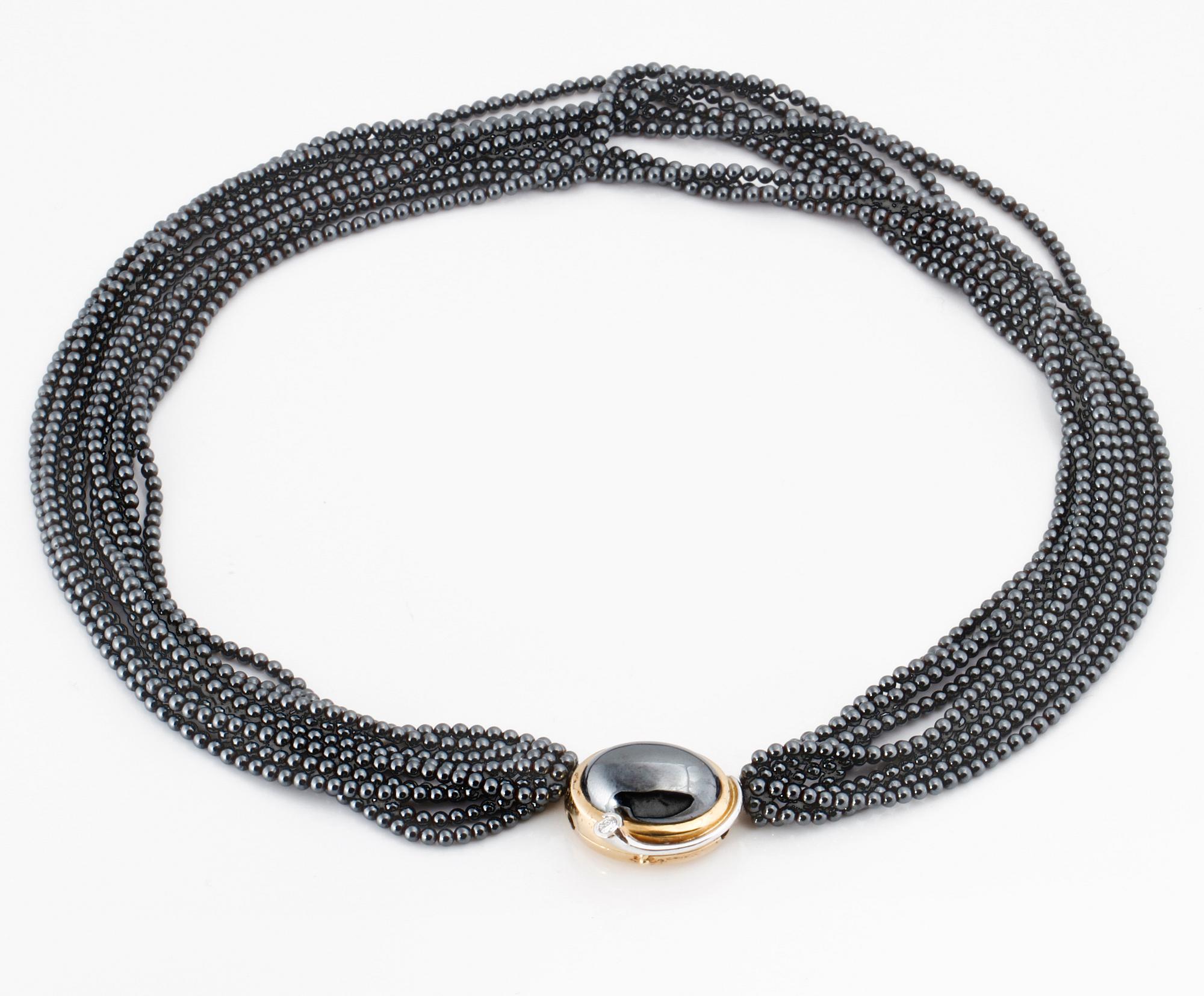 COLLIER, med briljantslipad diamant och hematiter, Ole Lynggaard.