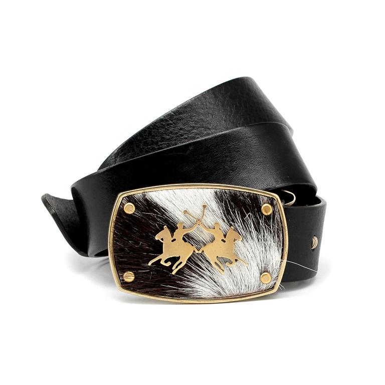LA MARTINA, a black leather belt.