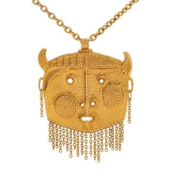 Tapio Wirkkala, kaulakoru/riipus "Pirun pää", 14K kultaa, Westerback, Helsinki 1969.