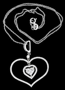 HALSSMYCKE, 18k vitguld med briljant- och prinsesslipade diamanter tot ca1,10ct. Vikt ca 6g.