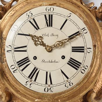 A Swedish rococo wall clock by Olof Berg, second half of the 18th century.