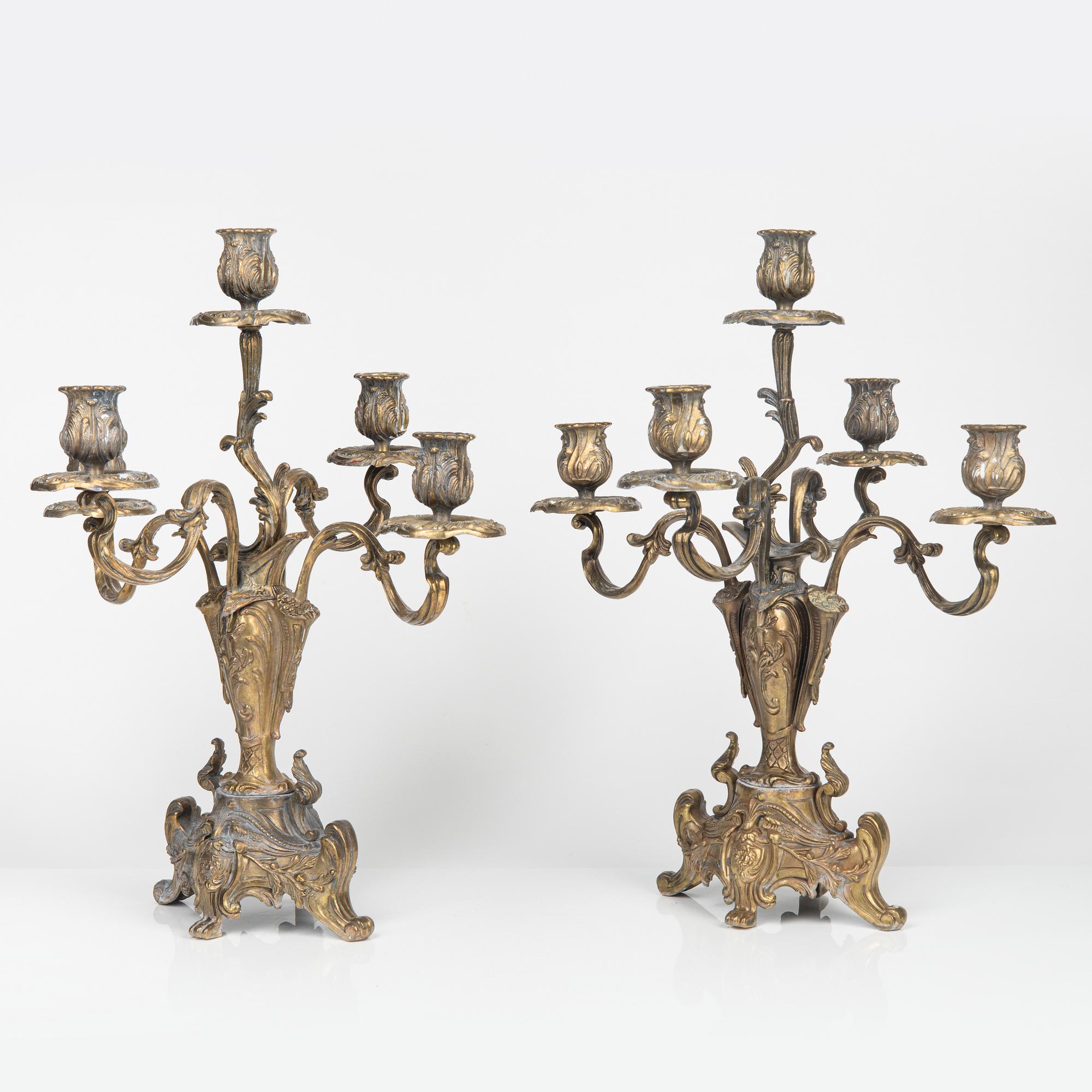 Kandelabrar ett par, nyrokoko, 1800-talets slut.