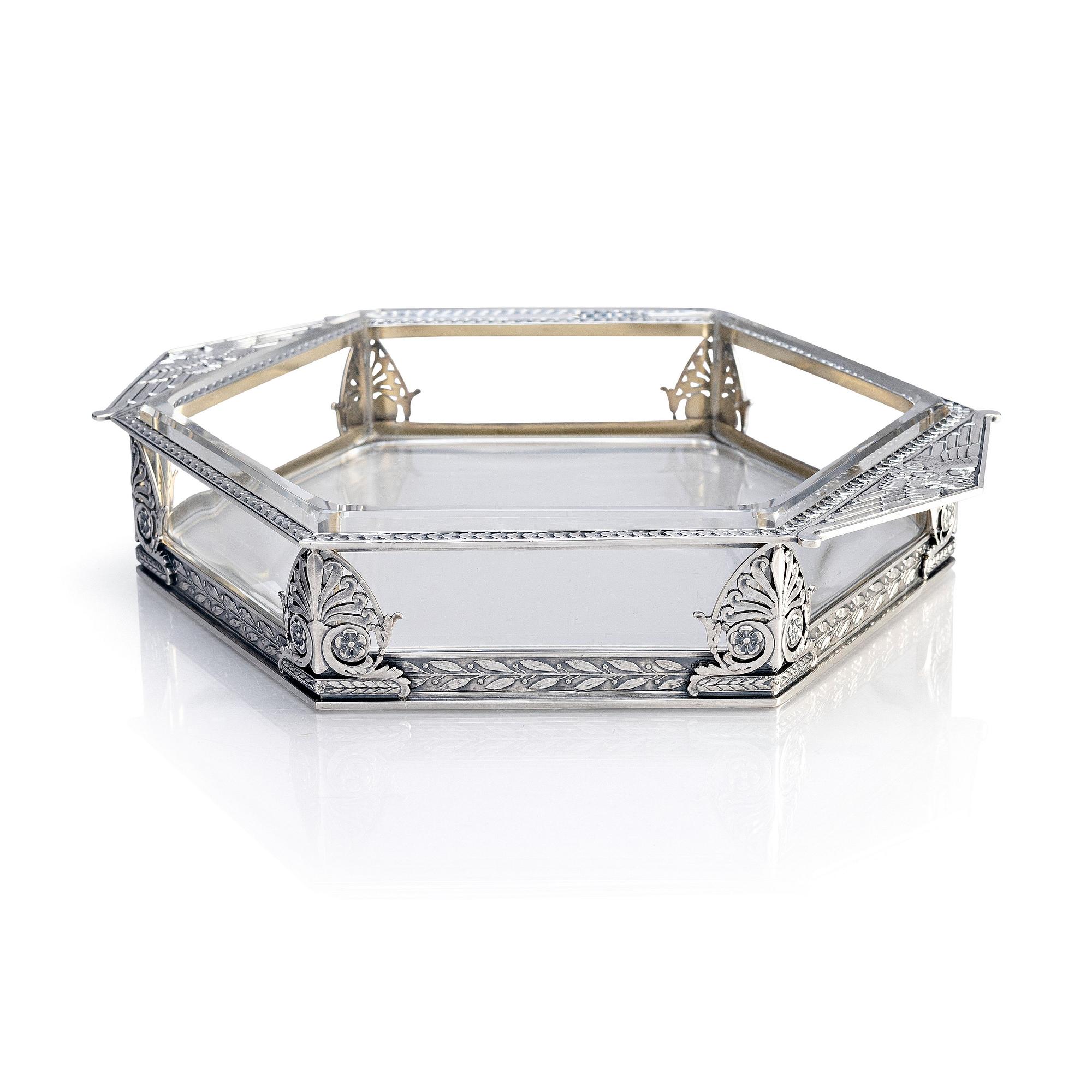 A silver and cut-glass bowl, W.A. Bolin, Stockholm
1918. Possibly made in Moscow.