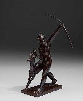 443. A Karl Hultström bronze sculpture of 'Diana', Foundry Otto Meyer eftr.